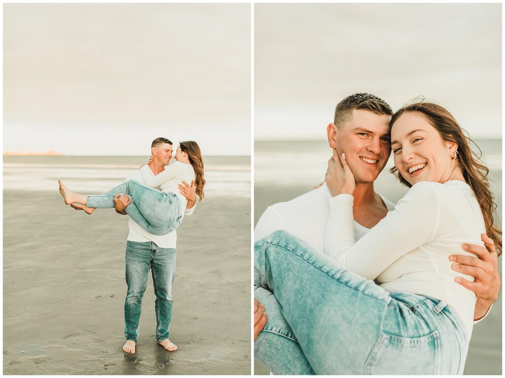 York Long Sands Sunset Beach Engagement Session